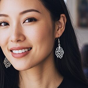 5 For $25💫Silver Peacock Feather Dangles Earrings